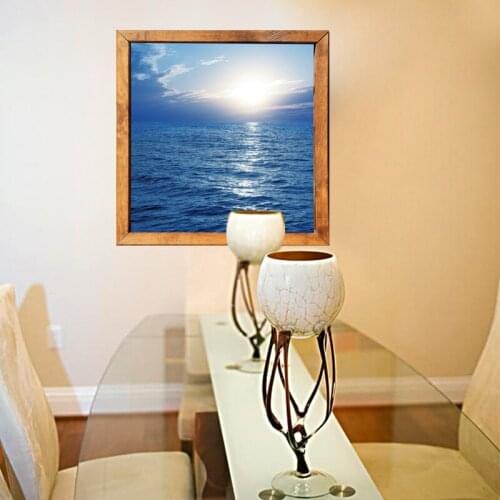 3D Wall Sticker Sea Sunrise Frame Background Decoration For Home Living Room Home Decor Stickers Wallpaper-30