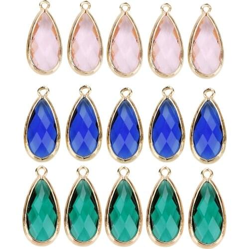 5 Pcs Womens Glass Teardrop Charms Jewelry Crystal Wedding Bridal Jewelry DIY Weardrop Pendant Necklace Drop Dangle Earrings