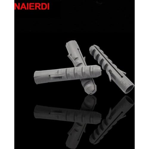 50PCS NAIERDI 5-8mm Screws M5-M8 Rubber Expansion Pipe Flat Round Head Self-Tapping Screw Nylon Tube Wall Wood Hardware Tool