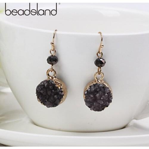 Beadsland Round Natural Stone Drop Earring Fashion Trendy Distinctive For Women Men Unisex Dancing Party Hot Selling Gift 39977