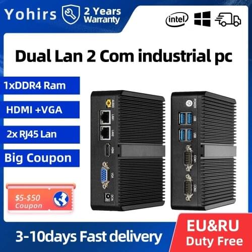 Fanless Mini PC J4125 UHD Graphics 600 Dual Gigabit Ethernet Lans 2RS232 HD VGA 4USB3.0 Window10 Linux Wifi Rugged Industrial Pc