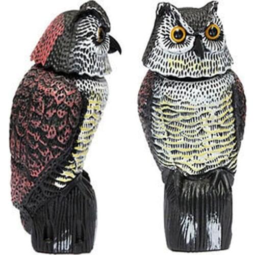 Large Realistic Owl Decoy Rotating Head Weed Pest Control Crow Scarecrow Home Decor Figurines