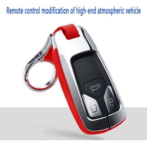 For Audi A4 B9 Q5 Q7 TT TTS 8S 2016 2017 car smart remote Car Styling New Suede Leather Zinc alloy car key protection case cover