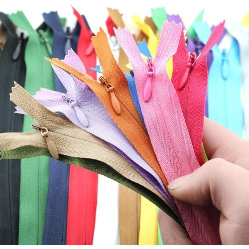 DoreenBeads Eco-friendly Invisible Zipper 3# 18/25/30 cm Long Sewing Zipper For Dress Pillow Cushion Clothes Random Color 10 PCs