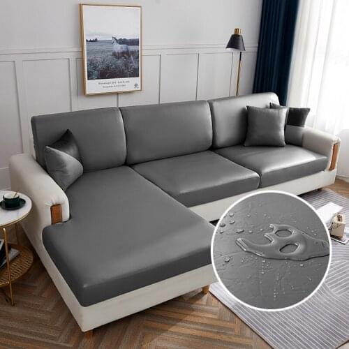 PU Leather Solid Color Sofa Seat Cushion Pet Furniture Protector Cover for Living Room Slipcover Lounge Armchair Couch Sofa Cove