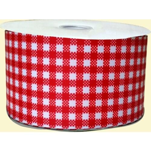 3" inch 75 mm 7.5 cm red Scottish lattice free shipping printed grosgrain ribbon for gift packing