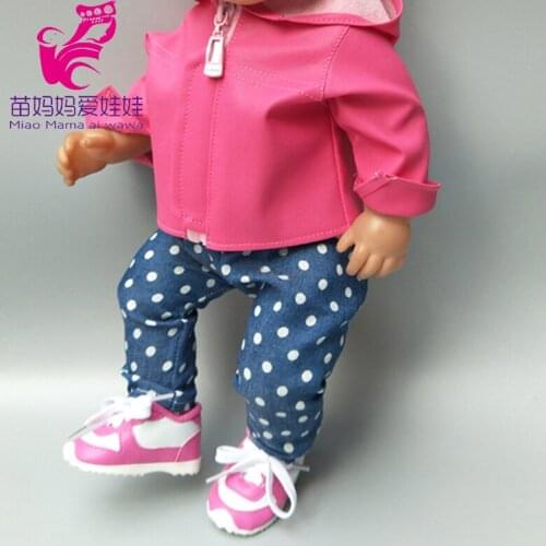 Doll clothes for 17" Baby doll jacket PU leather coat hooded set for 17 inch baby doll coat winter clothes children gifts
