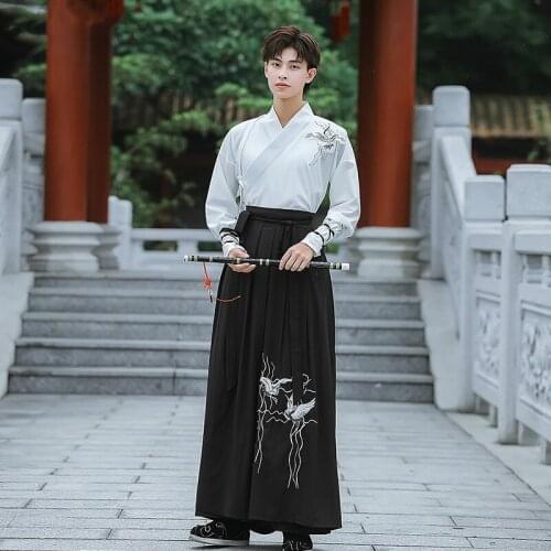 Han Dynasty Original Men Traditional Hanfu Costume Male Chinese Ancient Tang Dynasty Clothing Embroidered Coat Kimono Cardigan