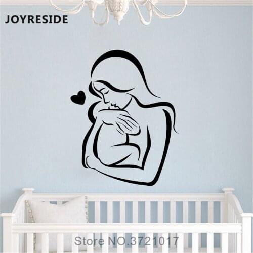 JOYRESIDE Mother And Baby Wall Love Heart Family Sticker Decals Vinyl Bedroom Living room Interior Decoration Design Mural A1444