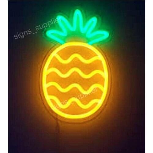 14“ Pineapple Fruit Acrylic Custom Neon Light Lamp Sign Beer Bar Handmade Glass Decorate Home Wall Room Windows Tube Artwork
