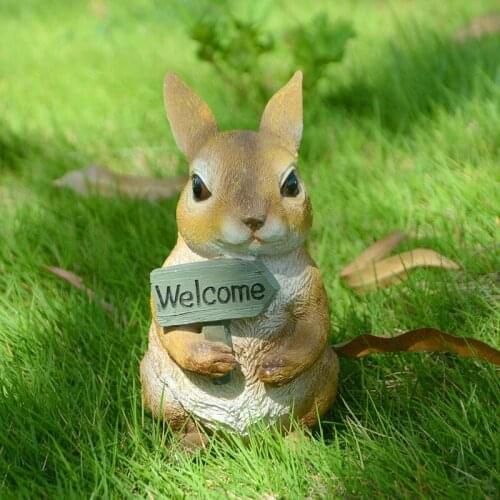 New Handicraft Kawai Figure Resin Lovely Welcome Rabbit Sculpture Cute Hare Statute Home Desk Ornament Room Outdoor Garden Decor