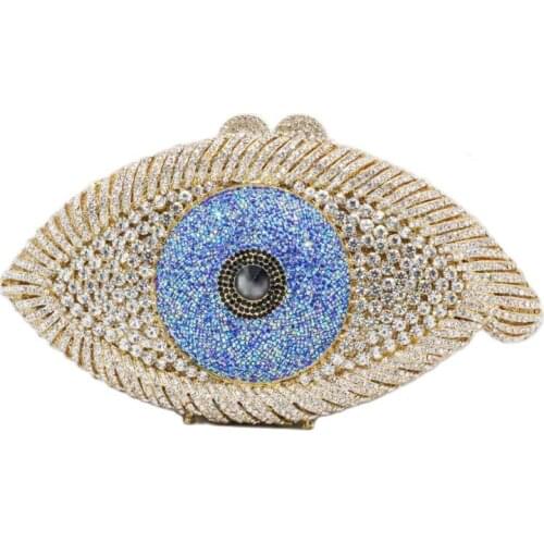 New Fashion Eye Shape Rhinestone Clutch Handbag Luxury Bling Purse Women Crystal Evening Bags Banquet Pochette