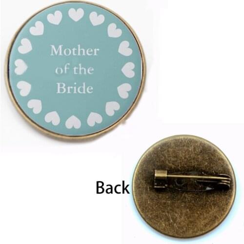New Bride Groom Mother Text Brooch Fashion Round Glass Dome Flower Picture Badge Jewelry Female Men Gift Wedding Charm Vacation