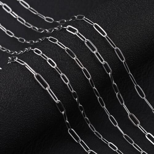 1Meter 304 Stainless Steel Cable Flat Chains for Jewelry Making Supplies Necklace Bracelet DIY Paper Clip Chains Accessories