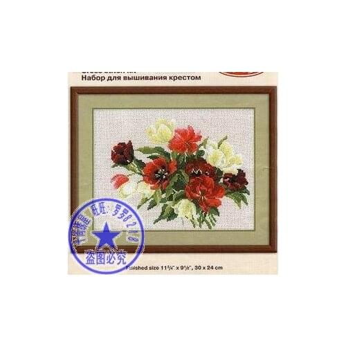 Popular Top Quality counted cross stitch kit poppy flowers two colors Riolis 1065