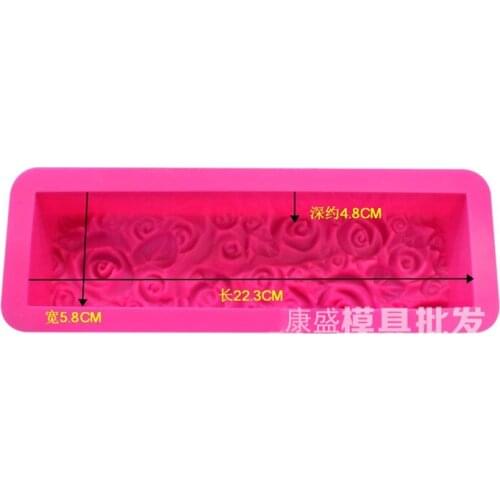 Rose shape Rectangle silicone handmade soap mold Toast mould kitchen baking tools 550g