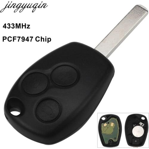 Jingyuqin Remote Control Car Key 2/3 Button 433MHz PCF7947 Chip For Renault /Kangoo II /Clio III Duster Modus Twingo DACIA Logan
