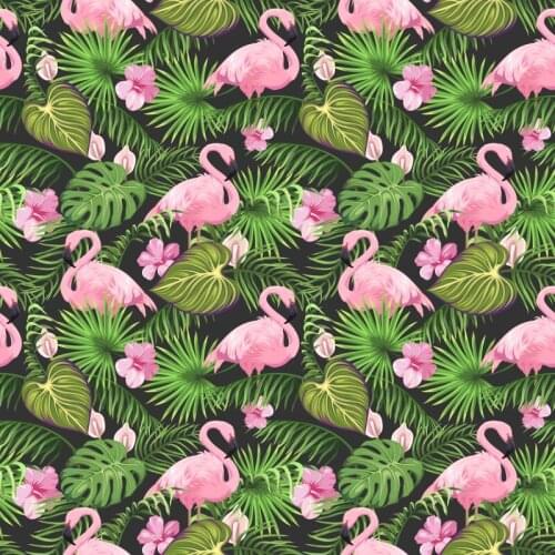 Pink Flamingo and Green Leaves Backdrop Holiday Photography Background Celebration Photo Booth Studio Decor