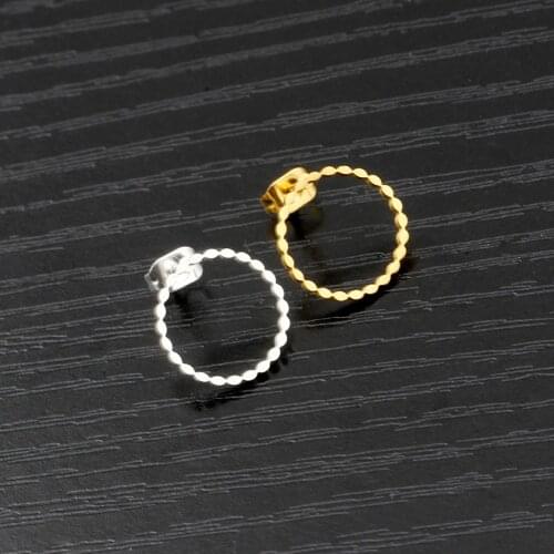 Wholesale 10pairs Stainless Steel Thin Twist Karma Round Stud Earring For Women Gold Silver Color Simple Jewelry 2017 New Arrive