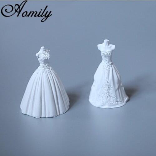 Aomily 3D Wedding Dress Shape Silicone Molds Cake Chocolate Mold Wedding Cake Decorating Tools Fondant Sugarcraft Soap Mould