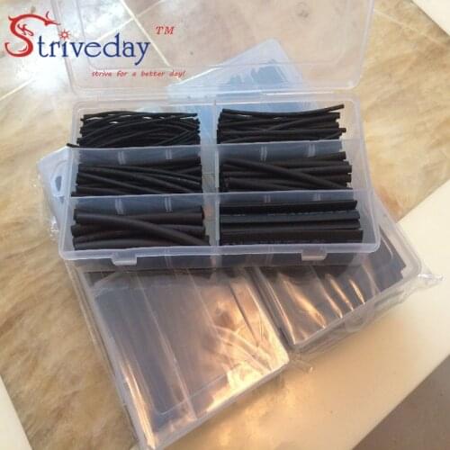 150 PCS) 1MM 2MM 3MM 4MM 6MM 8MM Black Assortment Ratio 2:1 Polyolefin Heat Shrink Tube Tubing Sleeving Wrap Wire Cable Kit