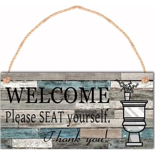30x15CM Bathroom Toilet Signs Please Seat Yourself Welcome Hanging Wall Art Sign Home Restroom Decor Farmhouse Rustic