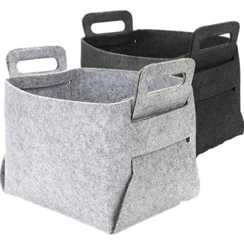 Waterproof Felt Sundries Desktop Storage Box Basket Foldable Household Laundry Basket With Handle For Dirty Clothes