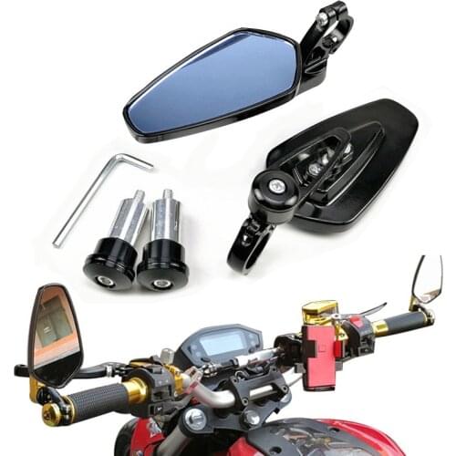 1 Pair 7/8" 22mm Motorcycle Aluminum Bar End Side Rearview Mirror Universal Motorbike Bike Handlebar Rear View Mirrors
