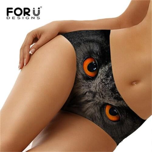 FORUDESIGNS Women 3D Sexy Animal Owl Print Panties Ladies Underwear Seamless String Bragas Panties for Female Lingerie трусы