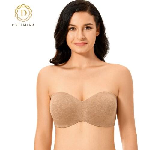 DELIMIRA Womens Strapless Bra Plus Size Non-padded Bras Underwire Minimizer Multiway Brassiere