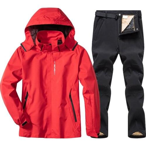 Womens Ski Suit Winter Female Waterproof 3 in 1 Warm Fleece Jackets Outdoor Camping Trekking Pants Skiing Snowboard Snow Suits