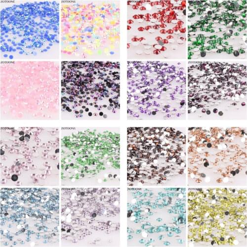 ZOTOONE 2-6mm 1000Pcs Resin Flat Back Colorful Sew On AB Rhinestone Applique Nail Art Decor Trim Stickers Accessories Rhinestone