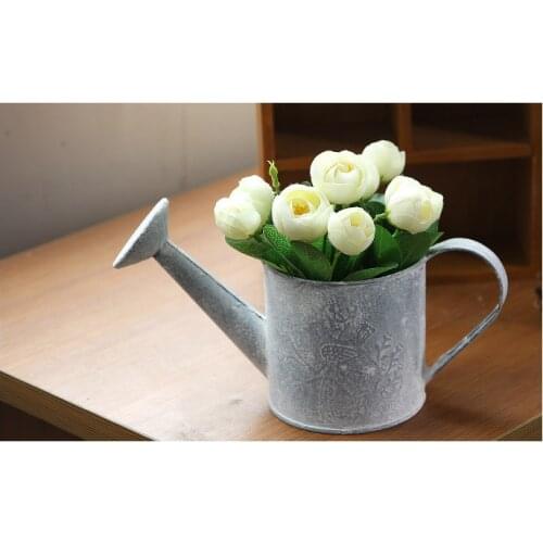 1PC Zakka Mini Iron Water Pot Decorative Floral Ornaments Home Furnishing Tin Photo Props Flower Vase JL 008