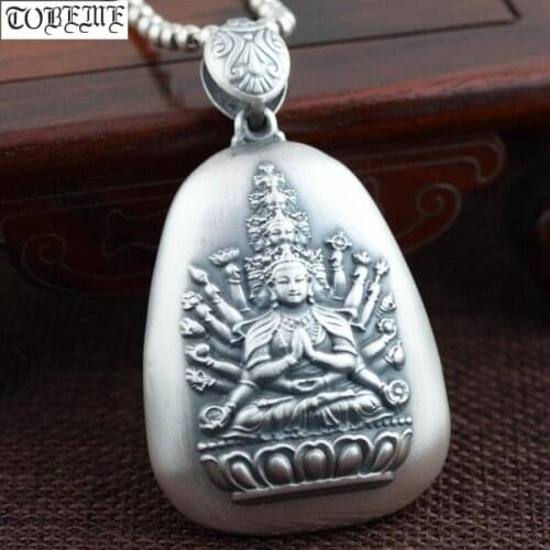 100% 999 Silver Eight Buddha Statue Pendant Pure Silver Buddhist Buddha Pendant the Chinese Zodiac Good Luck Amulet Pendant