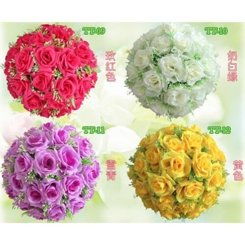 12pcs/Lot EMS Free shipping 30cm kissing ball artificial silk rose flower ball wedding decoration Wedding supply