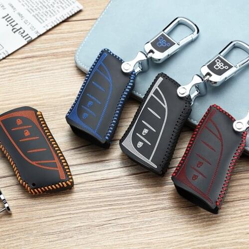 2 button car key case cover for lexus ux 260h F ES 2019 Case Remote Keys Shell keychain key chain genuine leather bag holder