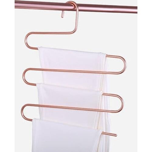 5pcs/lot Foldable Pants Hangers Adjustable Wardrobe Space Saving Organizer Multi-layers Metal Trousers Clothing Hangers