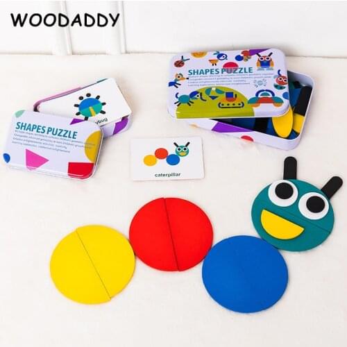 Dropshipping Geometry Puzzles Wooden Toys For Kids Shapes Puzzle Jigsaw Educational Toys Preschool Teaching Aids Gift