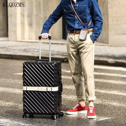 KLQDZMS 20"24"26"29inch High quality Aluminum frame Vintage Rolling Suitcase Travel Luggage Bag On wheel Trolley Case