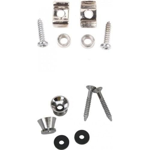 2pc Guitar Roller String Tree Guide Retainer Spacer Secure Screw+2pc Strap Lock