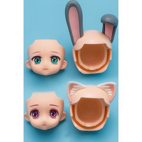 YMY Doll Head Rabbit Little Brother Cat Little Girl Ob11 Doll Bald Head Open Eyes Face GSC Replacement Ears 1/12bjd Accessories