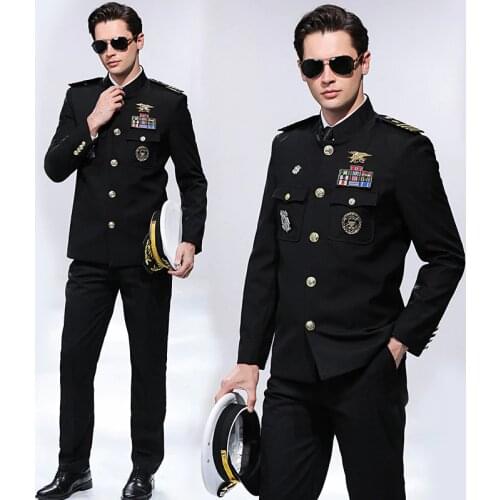 International Cruise Ship Protocol Banquet Costume Seafarer Captain Uniform Hat + Jacket + Pants Stand Collar Security Clothing