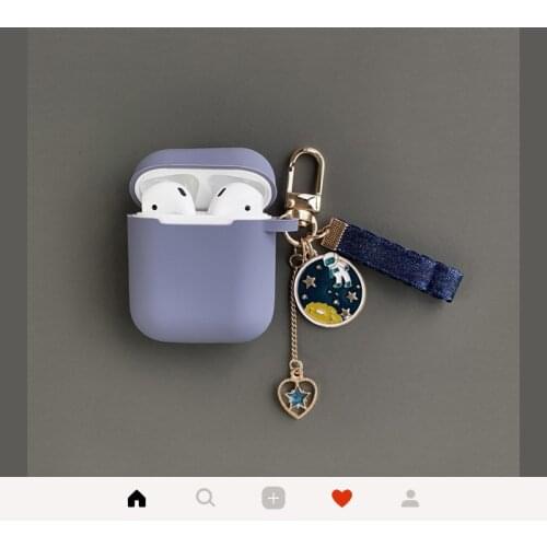 Cute Cartoon Silicone Soft Case For AirPods Case Silicone Soft shell for wireless Bluetooth headset set female Cover Keychain