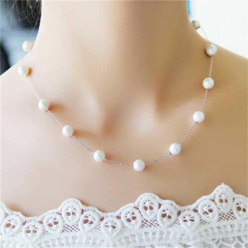 Fashion Pendant Statement Chain Jewelry Necklace Charm Women Bib Imitation Pearl Hot Choker Chain