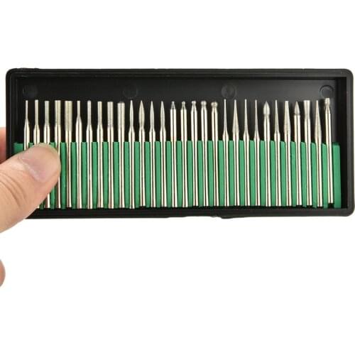 30pcs 3.175mm Titanium Diamond Burrs Bit Set Drill Bits High Speed Steel Mini Drill Bit Set Power Drilling Tools for Wood
