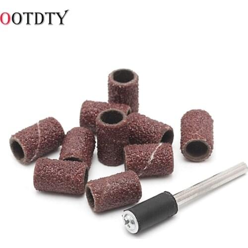 OOTDTY 6/12.5mm Grit 80/120# Sanding Bands +3.17mm Mandrel Rotary Tool Nail Drill Bit