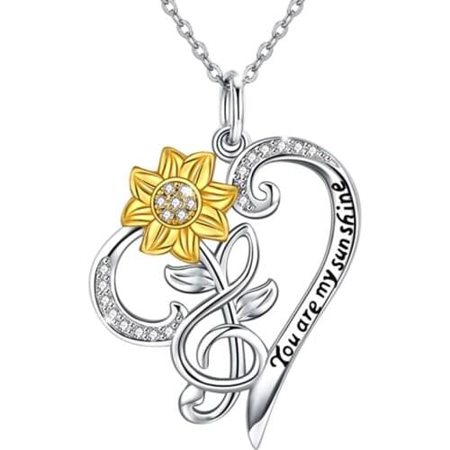 Sunflower Necklace Women You are my Sunshine Necklace Pendant Unique Sunflower Necklaces Party Jewelry Gift