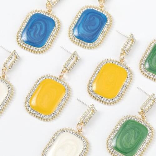 Pauli Manfi Fashion Metal Dripping Acrylic Square Dangle Earrings Womens Creative Popular Party Jewelry Accessories