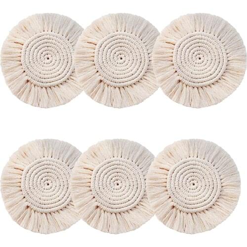 Handwoven Macrame Coasters Cotton Rope Braided Placemats Cup Pad Table Decor Heat Resistant Table Mat Bohemia Kitchen Desktop