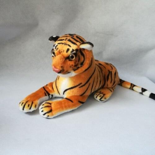 Real life toy animal prone yellow tiger plush toy soft toy,birthday gift h0259